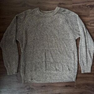 LARGE Brown and tan Geoffrey Beene wool sweater wool USED SHIPS ASAP